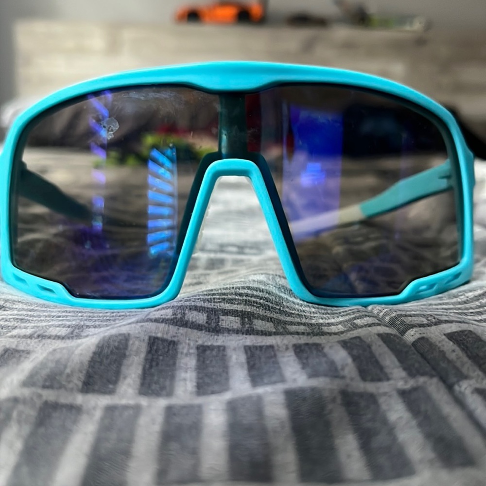Blue baseball sun glasses